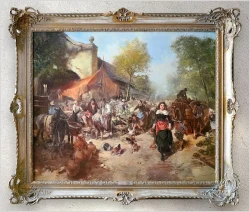 Gerhard Dickmeis - Hiszpański Targ | Wyjątkowe Malarstwo w Złotej Ramie