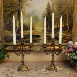 POLECAMY! STARY MOSIĘŻNY KOMPLET SECESYJNYCH ŚWIECZNIKÓW 2SZT