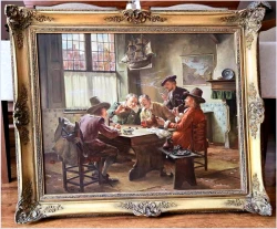 2. Malarstwo Rodzajowe! Scena we wnętrzu - Gra w kości | Röhnig (München XXw.)