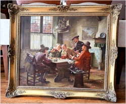 3. Malarstwo Rodzajowe! Scena we wnętrzu - Gra w kości | Röhnig (München XXw.)