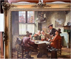 4. Malarstwo Rodzajowe! Scena we wnętrzu - Gra w kości | Röhnig (München XXw.)