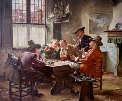 5. Malarstwo Rodzajowe! Scena we wnętrzu - Gra w kości | Röhnig (München XXw.)