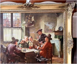 6. Malarstwo Rodzajowe! Scena we wnętrzu - Gra w kości | Röhnig (München XXw.)