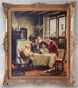 Mistrzowska Scena Rodzajowa w Złotej Ramie | Hein van Doren - Certyfikat!