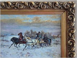 Polskie malarstwo! Zimowa Sanna - Jan Wolski  (POLISH, 1907-1990)