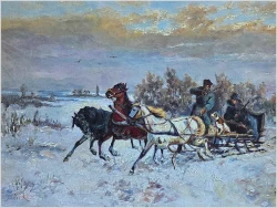 Polskie malarstwo! Zimowa Sanna - Jan Wolski  (POLISH, 1907-1990)