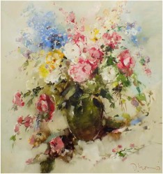 PAŁACOWE AUKCYJNE MALARSTWO! KWIATY  - Ingfried Paul HENZE-MORRO (1925-2013) CERTYFIKAT!