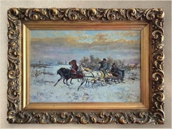 Polskie malarstwo! Zimowa Sanna - Jan Wolski  (POLISH, 1907-1990)