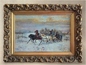 Polskie malarstwo! Zimowa Sanna - Jan Wolski  (POLISH, 1907-1990)