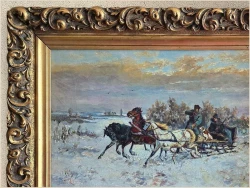 Polskie malarstwo! Zimowa Sanna - Jan Wolski  (POLISH, 1907-1990)