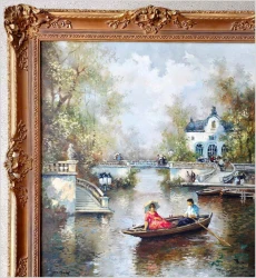 Polecamy obraz olejny! Parkowa Scena Rodzajowa - Oryg.Christian Jereczek *1935