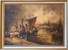 Przy nabrzeżu portowym - Prof. August-Alexander Wendehals *1934  (Rozmiar 140x100)