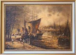 Przy nabrzeżu portowym - Prof. August-Alexander Wendehals *1934  (Rozmiar 140x100)