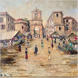 Malarstwo szpachlowe! Porta Capuana NEAPOL - Constantino PROIETTO (1910-1979)