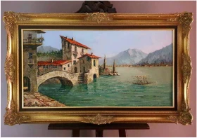 Tech. szpachlowa! Lago di Como Nesso - Constantino PROIETTO (1910-1979)