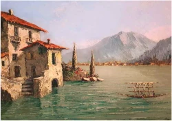 Tech. szpachlowa! Lago di Como Nesso - Constantino PROIETTO (1910-1979)
