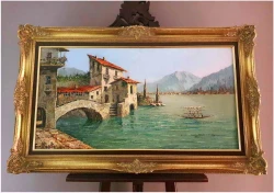 Tech. szpachlowa! Lago di Como Nesso - Constantino PROIETTO (1910-1979)