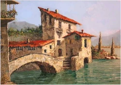 Tech. szpachlowa! Lago di Como Nesso - Constantino PROIETTO (1910-1979)