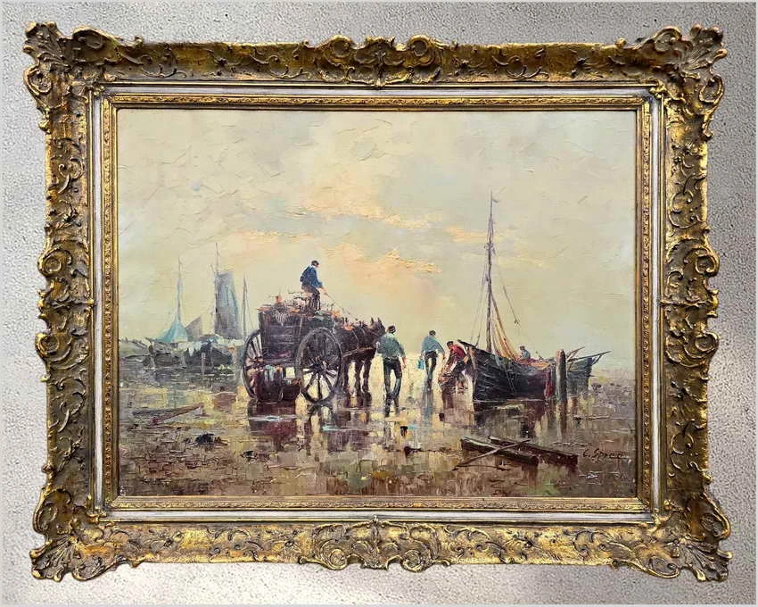 Obraz olejny - Rozładunek krabów | Carol spree  *1907