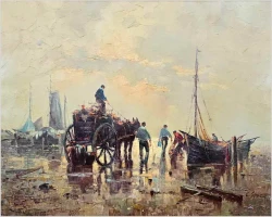 Obraz olejny - Rozładunek krabów | Carol spree  *1907