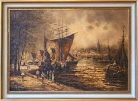 Przy nabrzeżu portowym - Prof. August-Alexander Wendehals *1934  (Rozmiar 140x100)