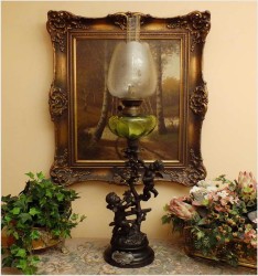 LAMPA NAFTOWA, CUEILLETTE DE POMMES - Henryk KOSSOWSKI (1855-1921), polski rzeźbiarz