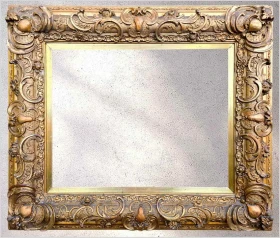 Stara RAMA ZŁOCONA XIX wiek do obrazu 68x55 / 103x90 cm • Zdobiona Kartusze