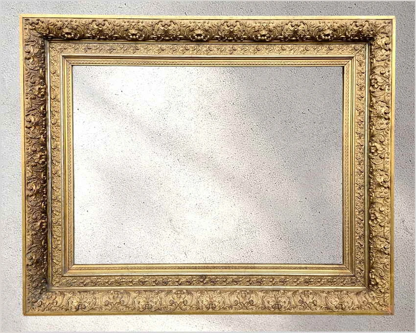 Masywna rama złocona XIX w. pod obraz 95x68 cm • Gęsty ornament • Piękna