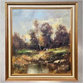 Urzekający Pejzaż z Leśnym Potokiem – Ingfried Paul Henze-Morro (1925-2013) ROZMIAR XXL!