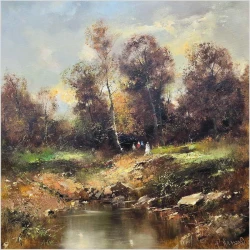 Urzekający Pejzaż z Leśnym Potokiem – Ingfried Paul Henze-Morro (1925-2013) ROZMIAR XXL!