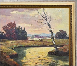 Obraz olejny - Złociste refleksy nad wodą - Willy P. Ahrweiler (1905–1987)