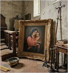 Malarstwo sakralne! Madonna z dzieciątkiem - Franz von Defregger (1835-1921)