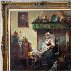 Scena rodzajowa! Robótki ręczne - Herman Schmidtmann (1869-1936)