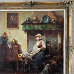 Scena rodzajowa! Robótki ręczne - Herman Schmidtmann (1869-1936)
