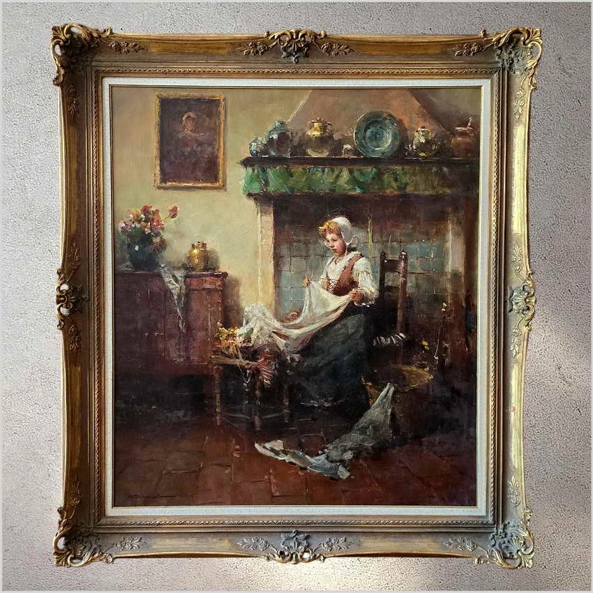 Scena rodzajowa! Robótki ręczne - Herman Schmidtmann (1869-1936)