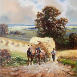 Wyjątkowa scena z końmi - Powrót ze żniw - Hans Nickel (1916–1987)