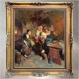 Scena rodzajowa! Wesołe towarzystwo przy winie - Dickmeis Gerhard (1918 - 1978)