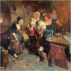 Scena rodzajowa! Wesołe towarzystwo przy winie - Dickmeis Gerhard (1918 - 1978)