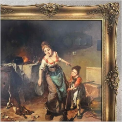 Malarstwo aukcyjne! Porządki w izbie  - Dickmeis Gerhard (Heinsberg 1918 - 1978 Jülich)