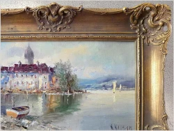 Super panorama! Stranbergersee z widokiem na łodzie  - Benno Stadler (Pseud. H.Nilsen *1908)