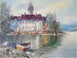 Super panorama! Stranbergersee z widokiem na łodzie  - Benno Stadler (Pseud. H.Nilsen *1908)