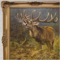 Duży obraz olejny! Jeleń na rykowisku - oryg. Georg Majewicz (1897-1965)