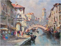 Słoneczne popołudnie na weneckich kanałach - Randolf Wehn (1911–1987)