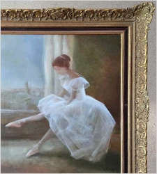 Duży obraz olejny! Odpoczywająca balerina | Miloslava Vrbová (1909–1991)