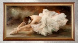 Primabalerina Odetta w głębokim ukłonie ★ Scena z „Jeziora łabędziego” – Miloslava Vrbová (1909–1991)