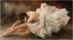 Primabalerina Odetta w głębokim ukłonie ★ Scena z „Jeziora łabędziego” – Miloslava Vrbová (1909–1991)