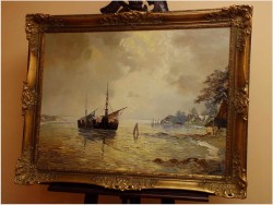 UNIKATOWY TEMAT! ŁODZIE ŻAGLOWE W ZATOCE -  Carol SPREE ur.1907r