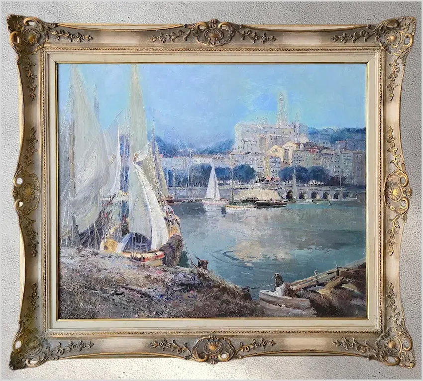 Ludwig Gschossmann (1894–1988) – „Lazurowe Wybrzeże – Port w Mentonie”
