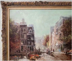 Amsterdamskie kwiaciarki nad kanałem - Dickmeis Gerhard (1918-1978r.) ROZMIAR XXL!