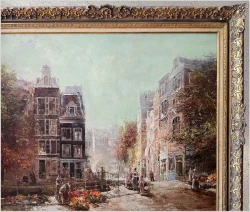 Amsterdamskie kwiaciarki nad kanałem - Dickmeis Gerhard (1918-1978r.) ROZMIAR XXL!